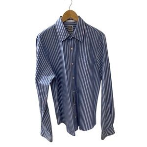 Ruehl No 925 Men’s Size XL Blue White Pin Striped Shirt Long Sleeve 100% Cot